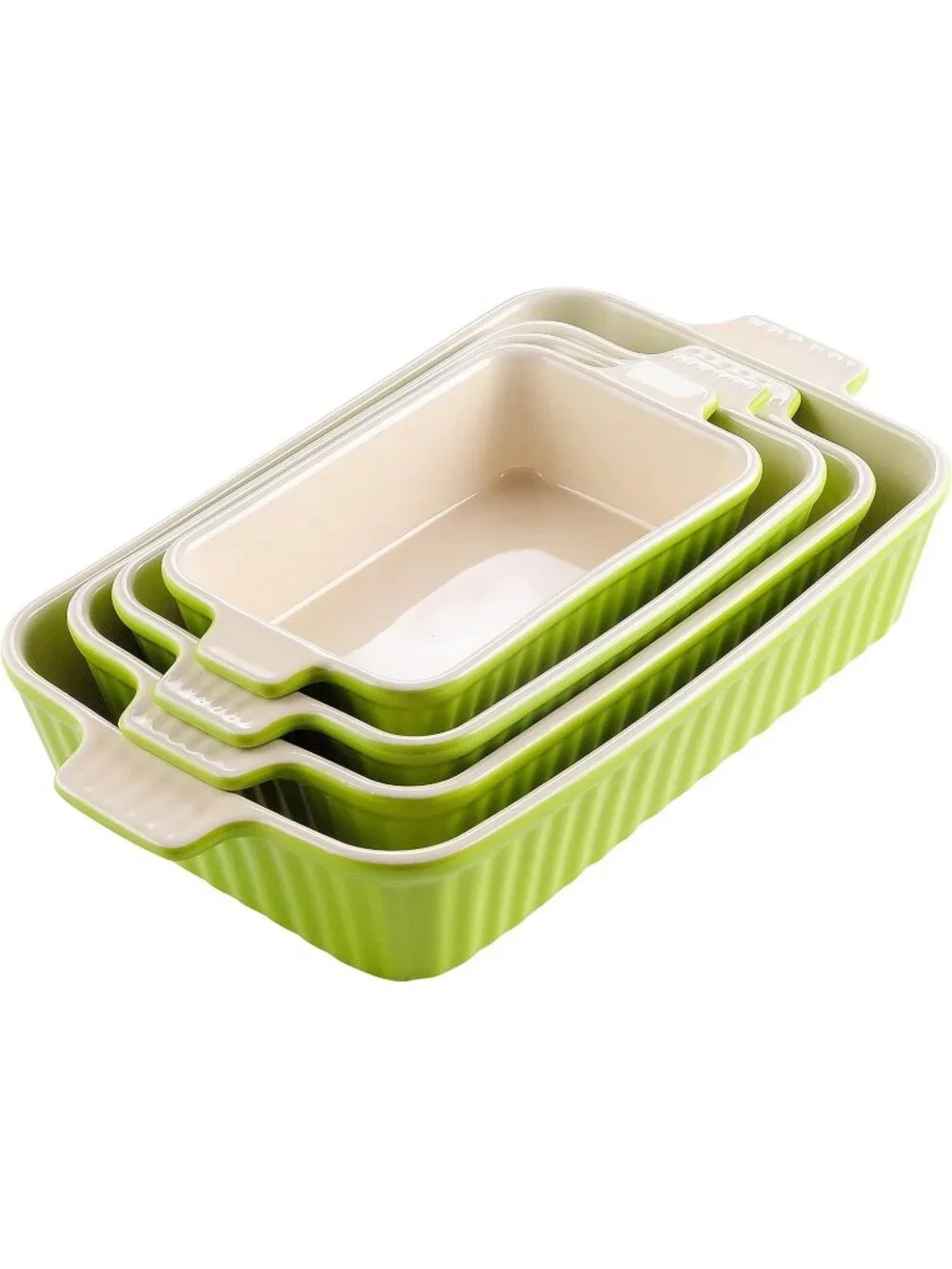 4 Set Green Ceramic Casserole Dishes for Oven Ceramic Baking Deep Dishes Set
